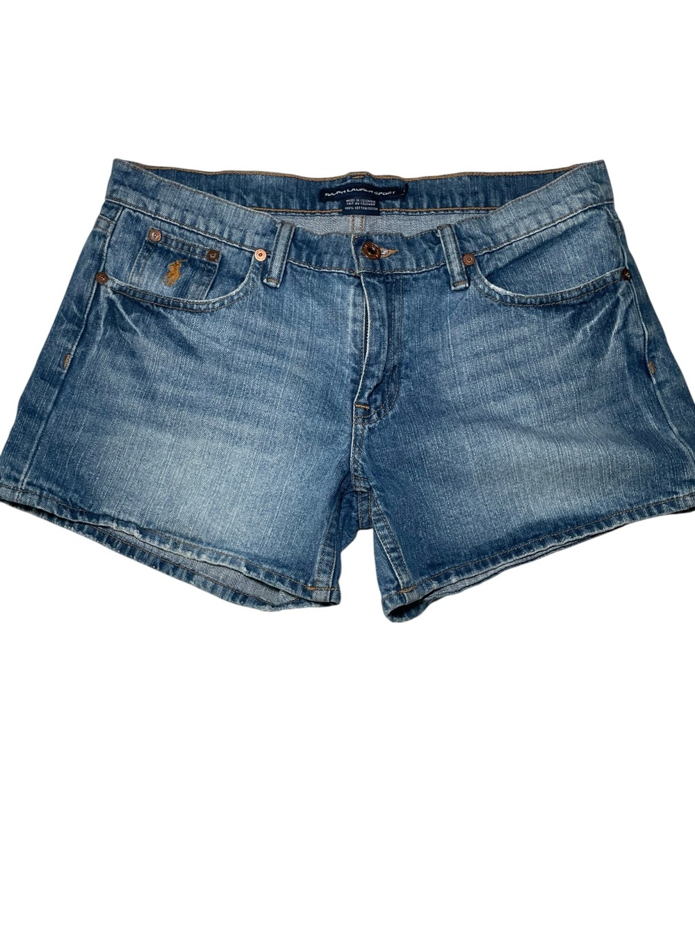 Ralph Lauren Sport Denim Shorts Size 6 100% Cotton Light Wash Jean Shorts